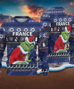 France Ice Hockey Team Grinch Hockey Stick Ugly Christmas Sweater