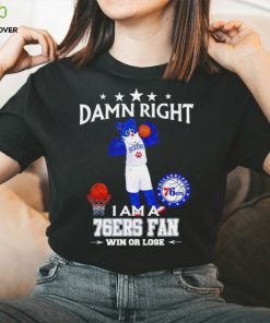 Franklin the Dog mascot damn right I am a 76ers fan win or lose hoodie, sweater, longsleeve, shirt v-neck, t-shirt