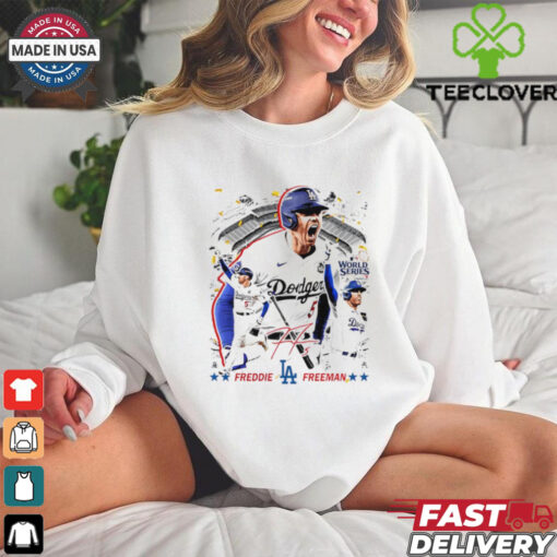 Freddie Freeman Los Angeles Dodgers World Series Champions signature graphic shirt