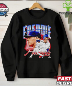 Freddie Freeman shout picture collage Los Angeles baseball MVP signature shirt