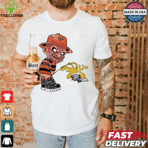 Freddy Krueger Cincinnati Bengals Piss On Baltimore Ravens Halloween 2024 NFL Shirt