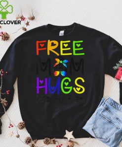 Free Mom Hugs Messy Bun Rainbow LGBT Pride T Shirt