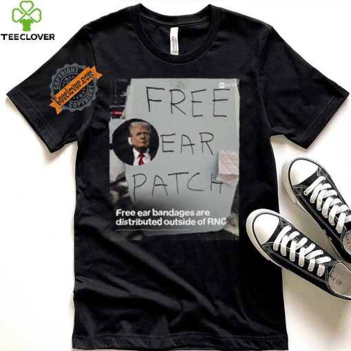 Free ear patches are being given out outside of the rnc in milwaukee shirt