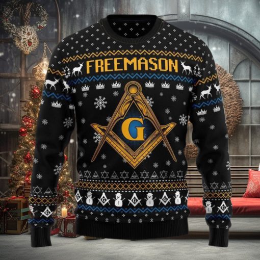 Freemason Christmas Ugly Sweater Long Sleeve Crewneck