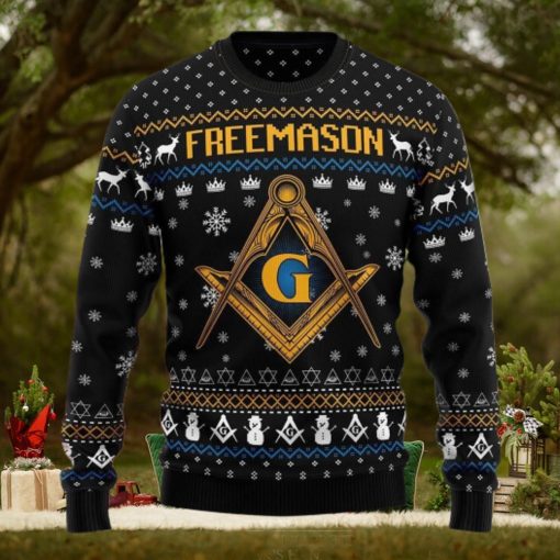 Freemason Christmas Ugly Sweater Long Sleeve Crewneck