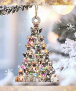 French bulldog Lovely Tree Christmas 2 sides Ornament