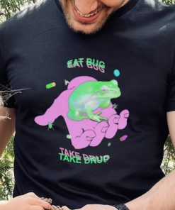 Frog on hand eat bug take drug shirt