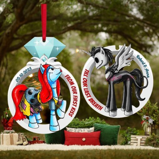 From Our First Kiss, Set Of 2 Personalized Ornaments For Couple, Christmas Gift, Anniversary Gift Ideas