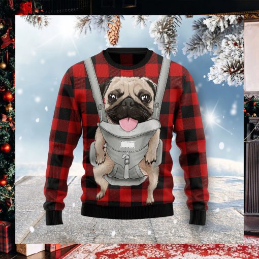 Front Carrier Dog Pug Christmas Ugly Christmas Sweater