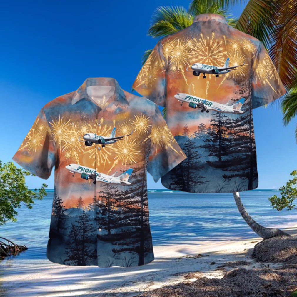 Frontier Airlines Airbus Independence Day Button Up Hawaiian Shirt Beach Gift Frontier Airlines Airbus Independence Day Button Up Hawaiian Shirt Beach Gift