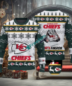 Kansas City Chiefs Fans Logo Snowflake Pattern Green Ugly Christmas Sweater