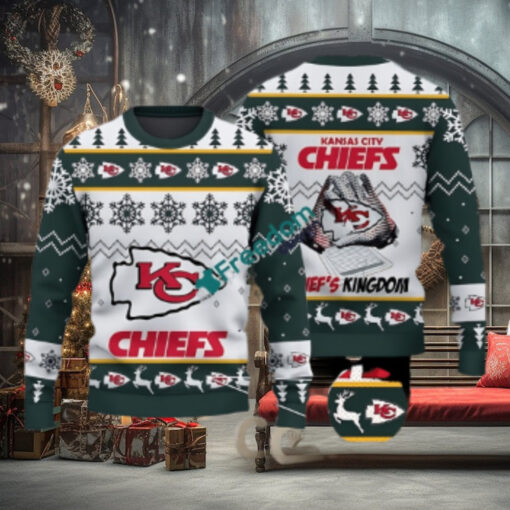 Kansas City Chiefs Fans Logo Snowflake Pattern Green Ugly Christmas Sweater