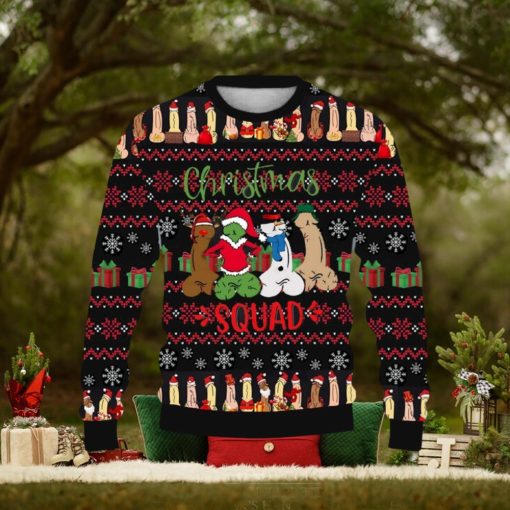 Fun Cocks Merry Christmas Printed Casual Crew Neck Ugly Sweater