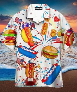 Funny American Hot Dog 4Th Of July Independence Day Hawaiian Shirt