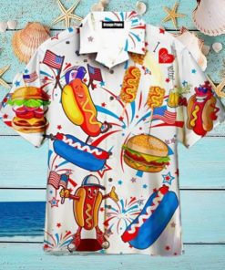 Funny American Hot Dog 4Th Of July Independence Day Hawaiian Shirt