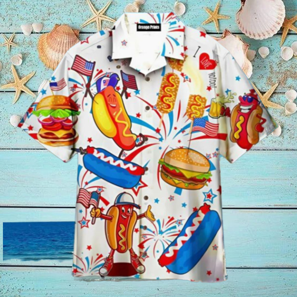 Funny American Hot Dog 4Th Of July Independence Day Hawaiian Shirt Funny American Hot Dog 4Th Of July Independence Day Hawaiian Shirt