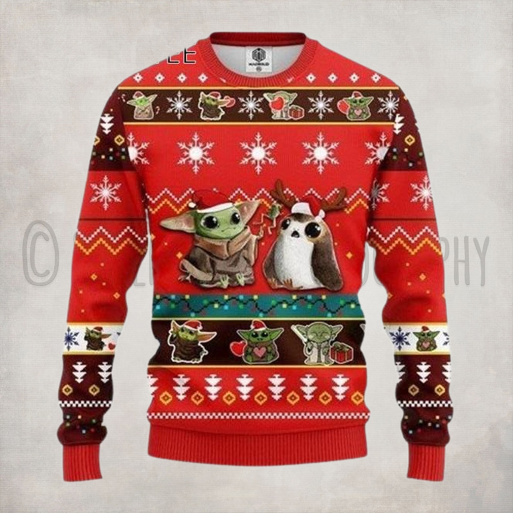 Funny Baby Yoda Santa And Frog Christmas Ugly Sweater Funny Baby Yoda Santa And Frog Christmas Ugly Sweater