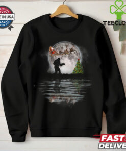 Funny Bigfoot Christmas Santa Sleigh Reindeer T Shirt Recovered