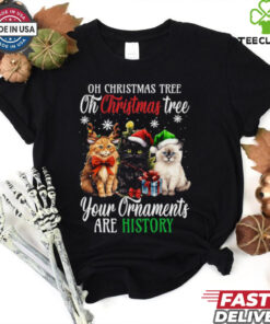 Funny Cat Christmas Ornament Warning   Cute Holiday Outfit for 2024 T Shirt