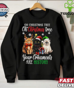 Funny Cat Christmas Ornament Warning   Cute Holiday Outfit for 2024 T Shirt