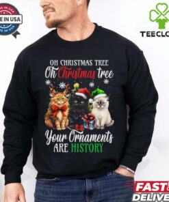 Funny Cat Christmas Ornament Warning Cute Holiday Outfit for 2024 T Shirt