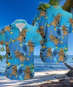 Funny Cat Diving Blue Ocean Hawaiian Shirt