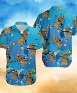 Funny Cat Diving Blue Ocean Hawaiian Shirt