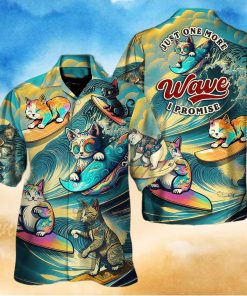 Funny Cat Just One More Wave I Promise Hawaiian Shirt