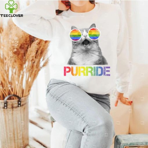 Funny Cat Purride Gay Pride Rainbow Sunglasses LGBTQ T Shirt