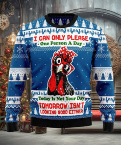 Funny Chicken Blue Christmas Ugly Sweater