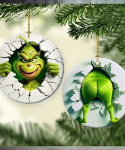 Funny Chrismtas Character Grinch Breaking Ornament