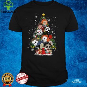 Funny Christmas Chibi Horror Movie Characters Christmas Tree T Shirt