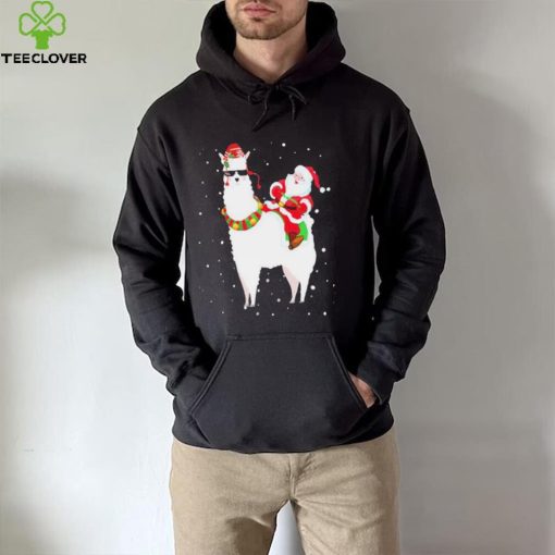 Funny Christmas Santa Claus Riding Llama Xmas Pajama Gifts Shirt