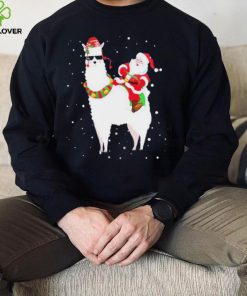 Funny Christmas Santa Claus Riding Llama Xmas Pajama Gifts Shirt