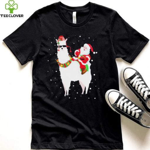 Funny Christmas Santa Claus Riding Llama Xmas Pajama Gifts Shirt