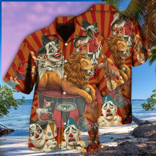Funny Clown Happy Lion Hawaiian Shirt Gift For Beach Vacation