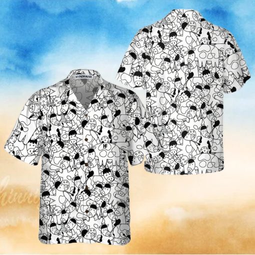 Funny Cow Doodle Pattern Hawaiian Shirt, Cow Shirt For Men & Women, Funny Cow Print Shirt