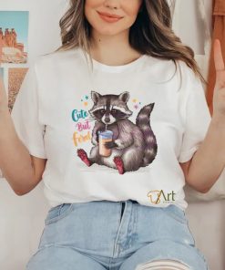 Funny Cute But Feral Raccoon Drinking shirt