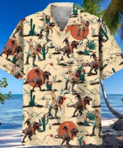 Funny Dinosaur Hawaiian Shirt Tropical Pirate Dino Shirt