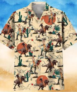 Funny Dinosaur Hawaiian Shirt Tropical Pirate Dino Shirt