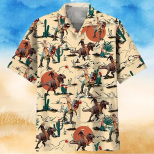 Funny Dinosaur Hawaiian Shirt Tropical Pirate Dino Shirt