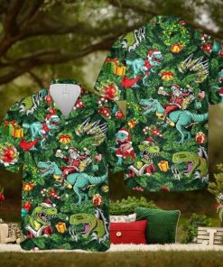 Funny Dinosaur Santa Hawaiian Shirts for Mens