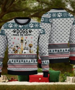 Funny Dogs Make Me Happy Ugly Christmas Sweater Holiday For Men And Women