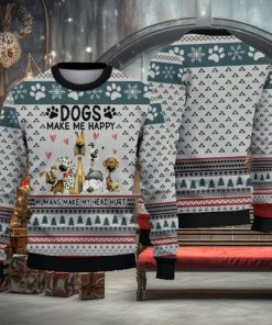 Funny Dogs Make Me Happy Ugly Christmas Sweater Holiday For Men And Women