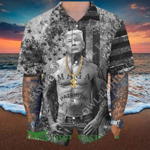 Funny Donald Trump Gangters Black and White Hawaii Shirt