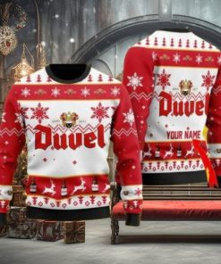 Funny Duvel Beer Personalized Name Ugly Knitted Sweater Christmas Gift