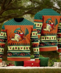 Funny Eating Candy Cane Ugly Christmas Sweater Gragon Pocket Gift For Men Women Dragon