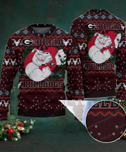 Funny Georgia Bulldogs Laurel Wreath Ugly Sweater Classic Black And Red