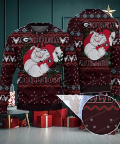 Funny Georgia Bulldogs Laurel Wreath Ugly Sweater Classic Black And Red