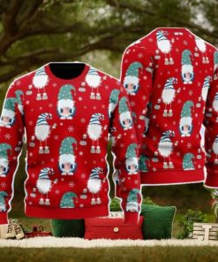 Funny Gnome And Snowflakes Red Pattern Christmas Unisex Ugly Sweater